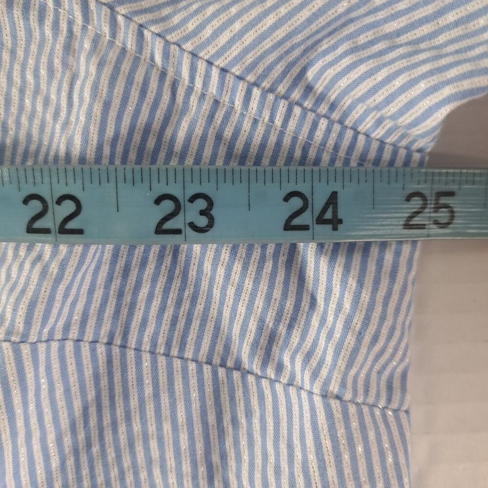 Ava & Viv Long Sleeve Shirt Womens 1X Blue White Striped Button Up Top Coastal - Picture 12 of 14